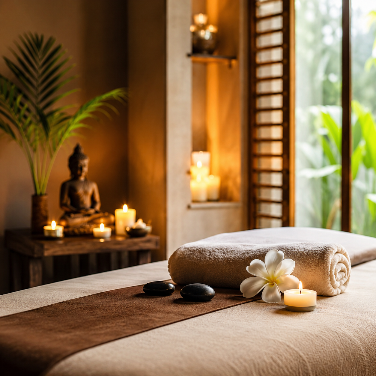 Serene spa retreat with natural elements